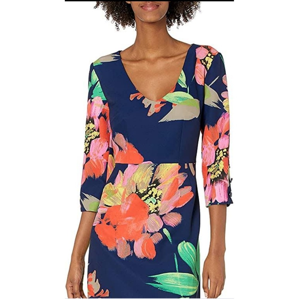 NWT $298 Trina Turk Picturesque Floral Smoothie Spring Sheath Dress‎ Size 14